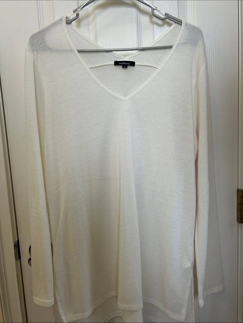 Ambiance Cream V-Neck Lightweight Knit Sweater